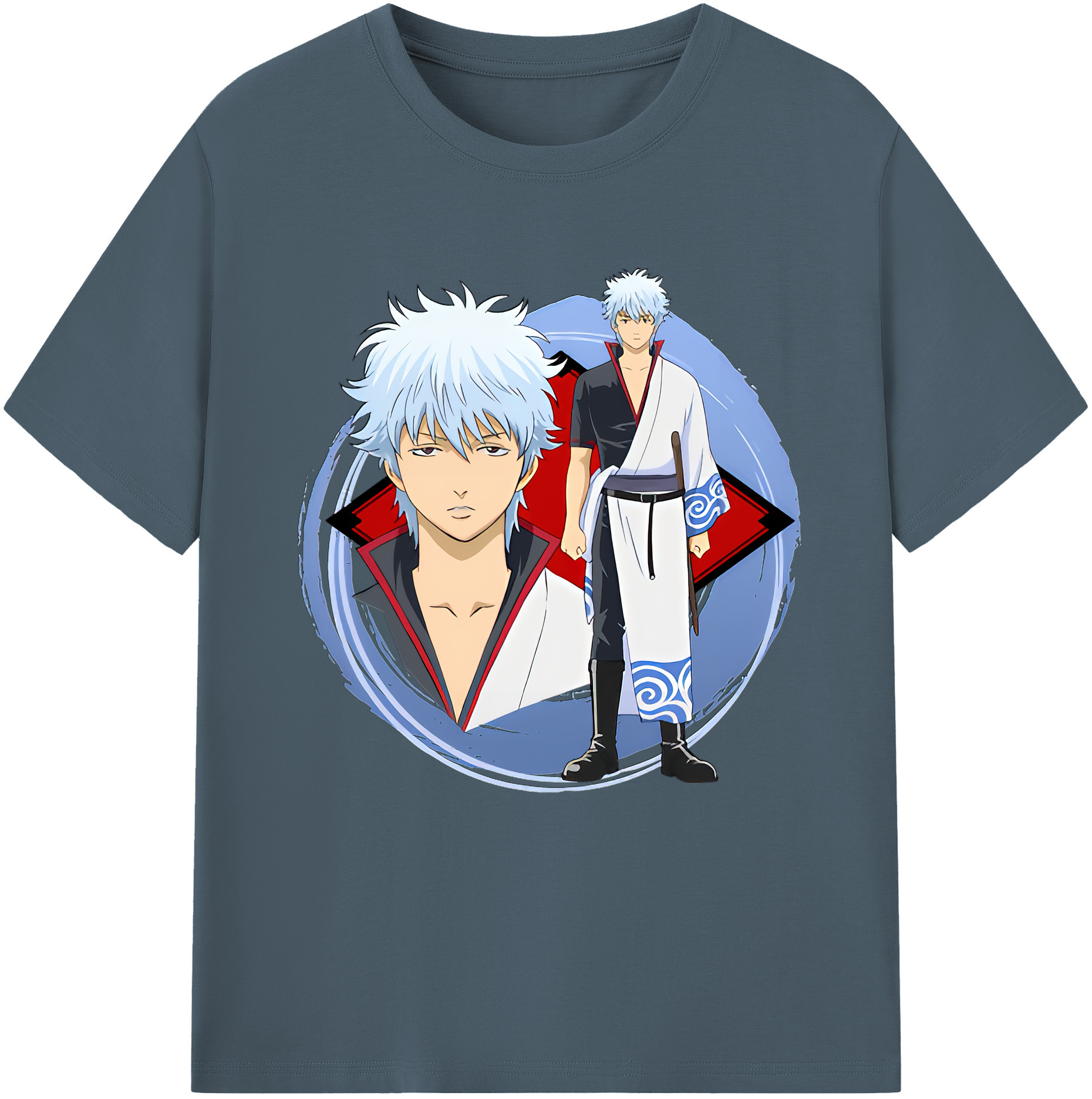 （画像用） ぎんたま 坂田銀時（さかたぎんとき） 神楽 志村新八（しむら しんぱち） GINTAMA Sakata Gintoki Kagura Shimura Shinpachi 綿100％半袖Tシャツ（フロントプリント）